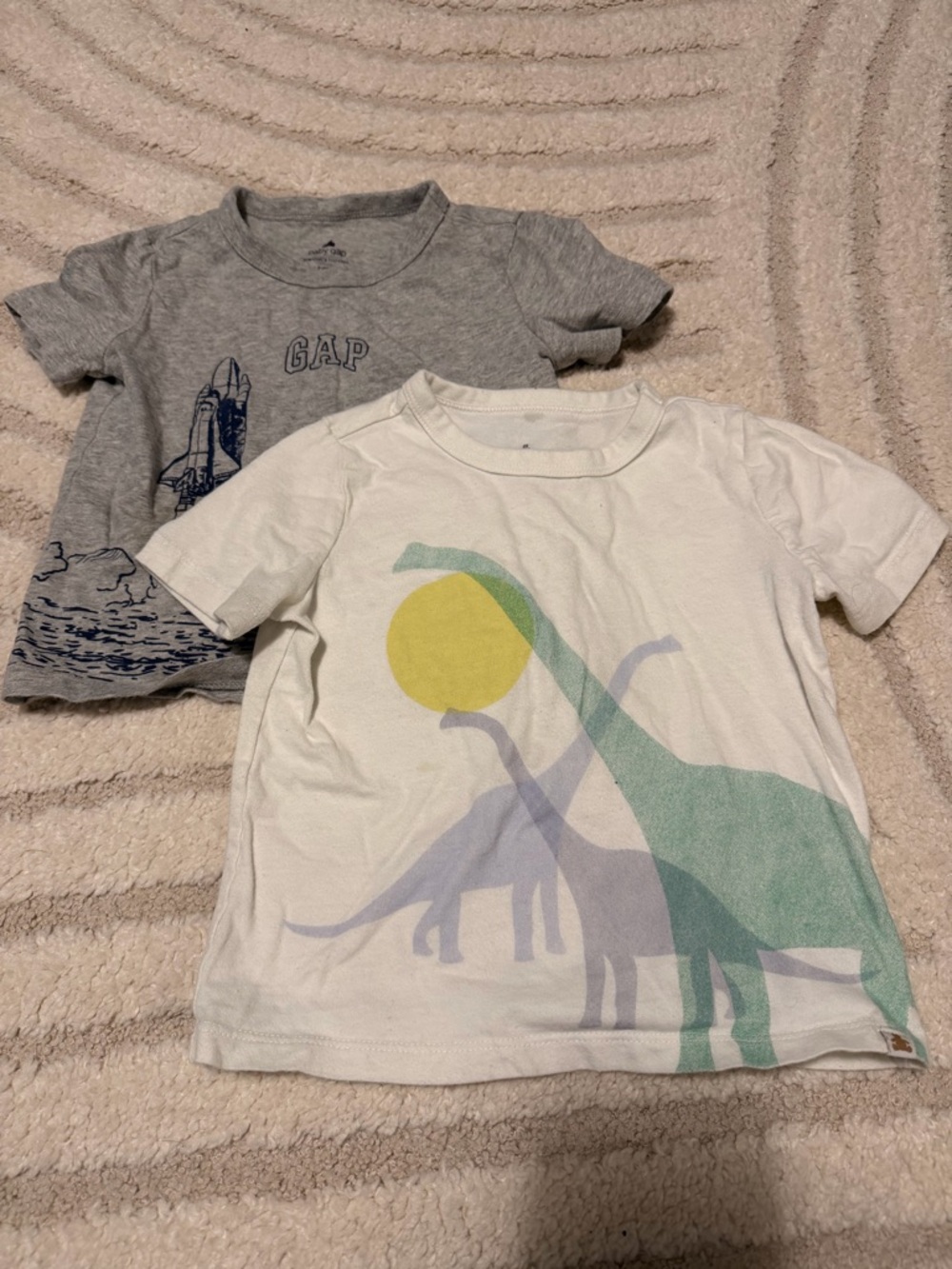 GAP Kids Short Sleeve Tee Set - Gray & White with Dino Print